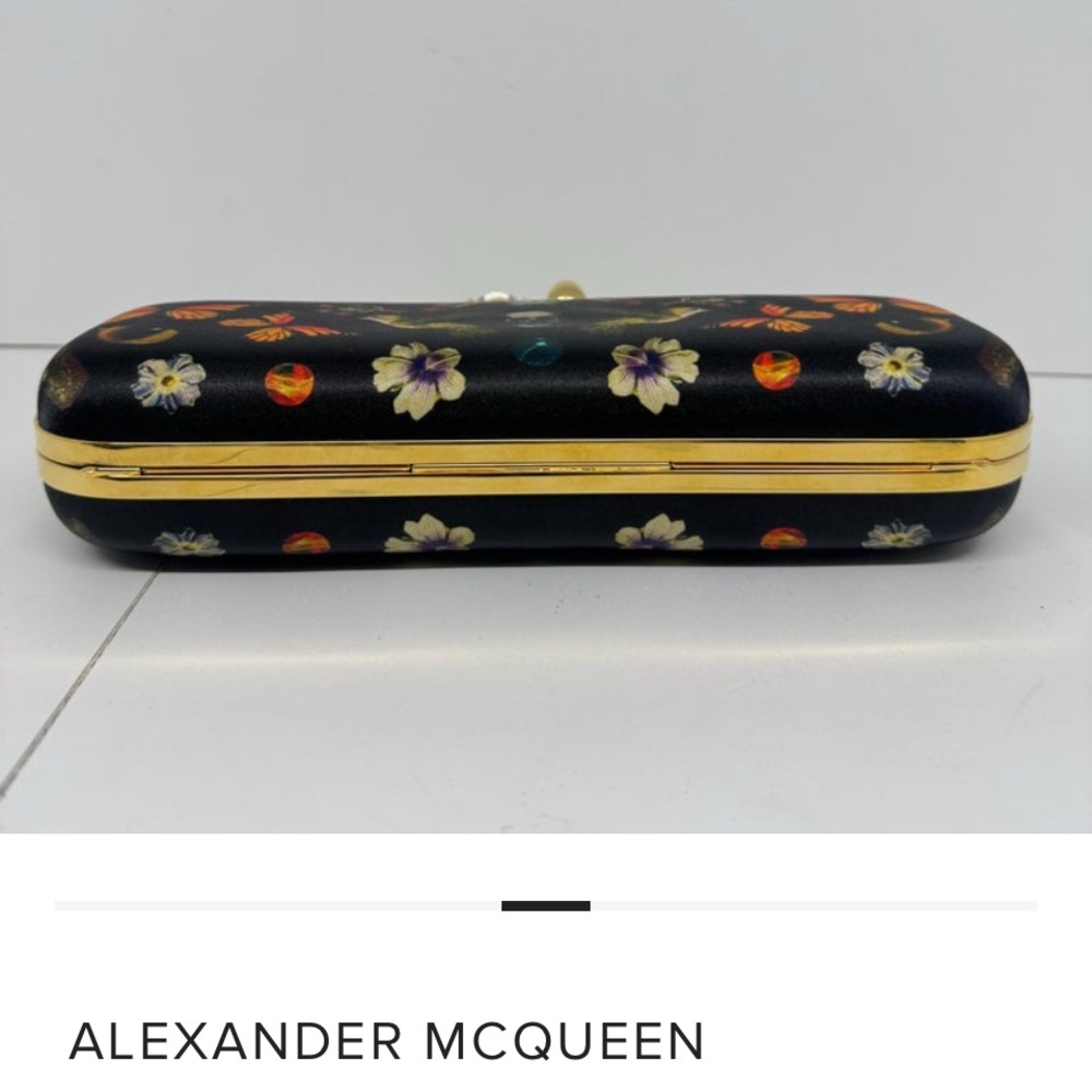 Designer Black Clutch with Gold Accents - Picture 3 of 11